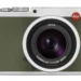 Leica Q in khaki with silver chrome top and bottom covers.