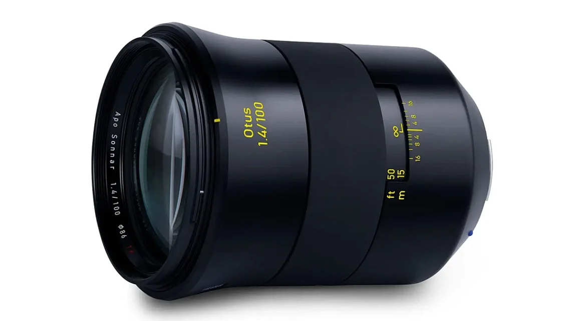 Zeiss Otus 100mm on a white background