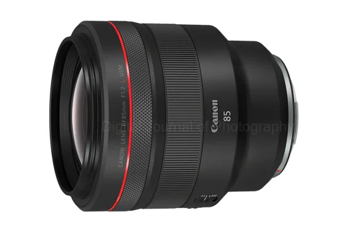 Canon 85mm F1.2 L series lens shown without caps.