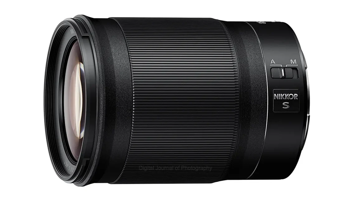 Nikkor Z 85mm F1.8 S shown in side profile with no caps.