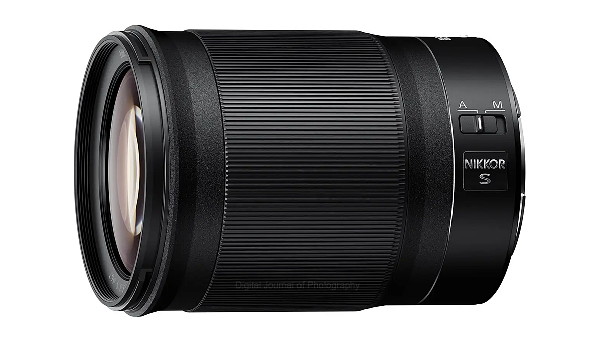 Nikkor Z 85mm F1.8 S shown in side profile with no caps.