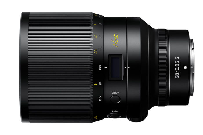 Noct Nikkor on a white background.