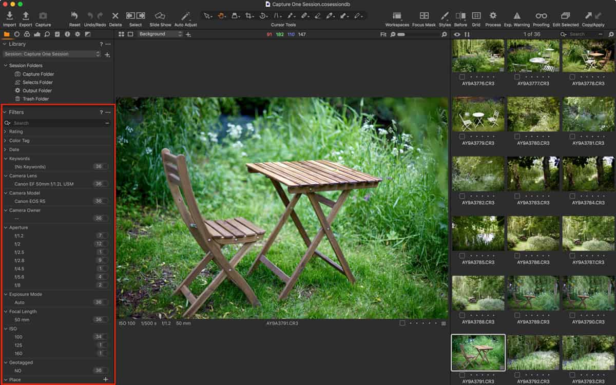 Capture One Pro - Save Filters for Searching Metadata