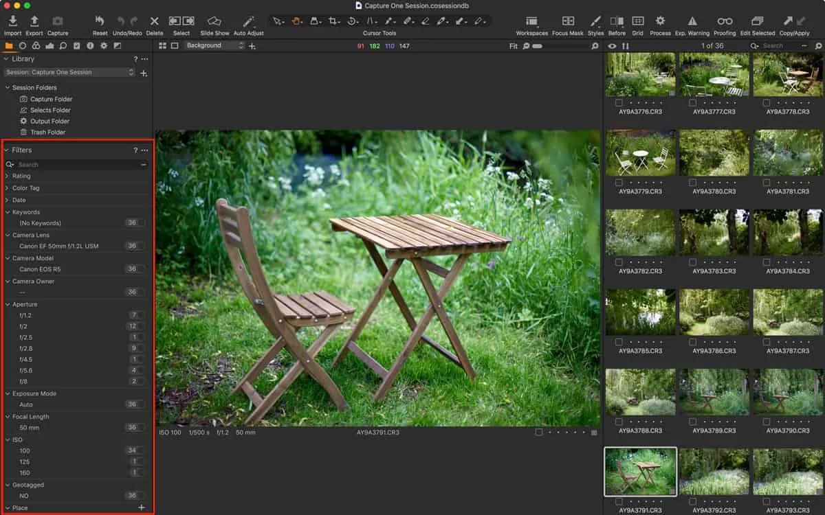 Capture One Pro - Save Filters for Searching Metadata