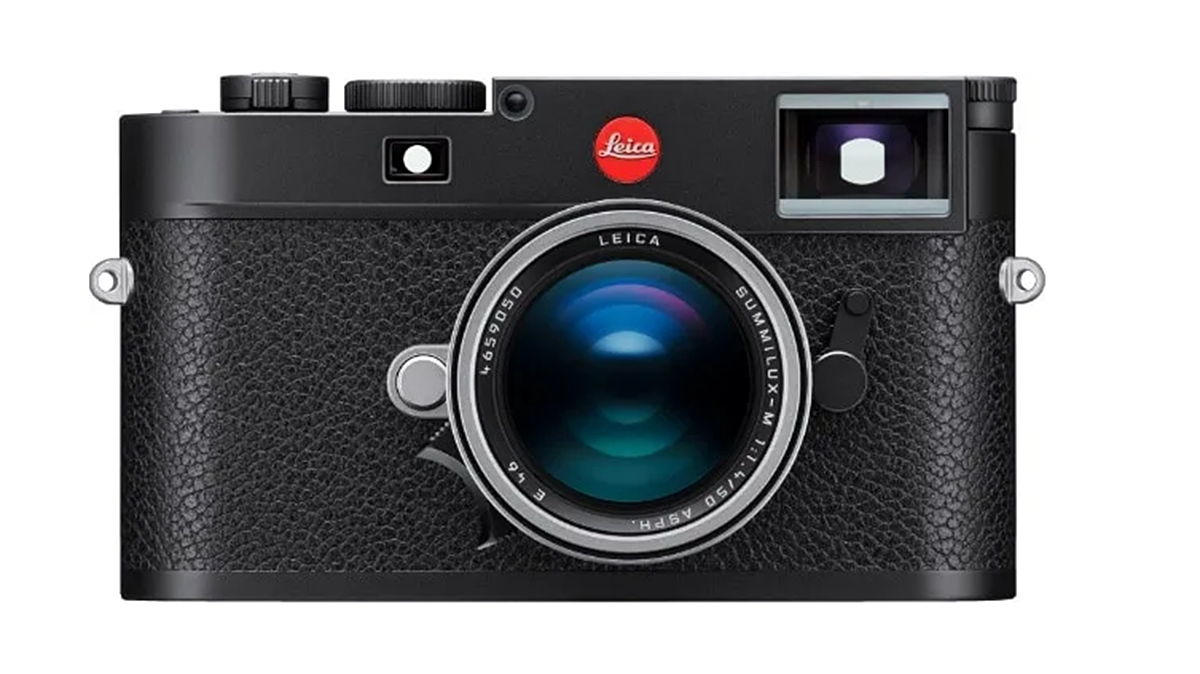 Leica M11 body in black paint matte finish with a chrome finish 50mm summilux attached.