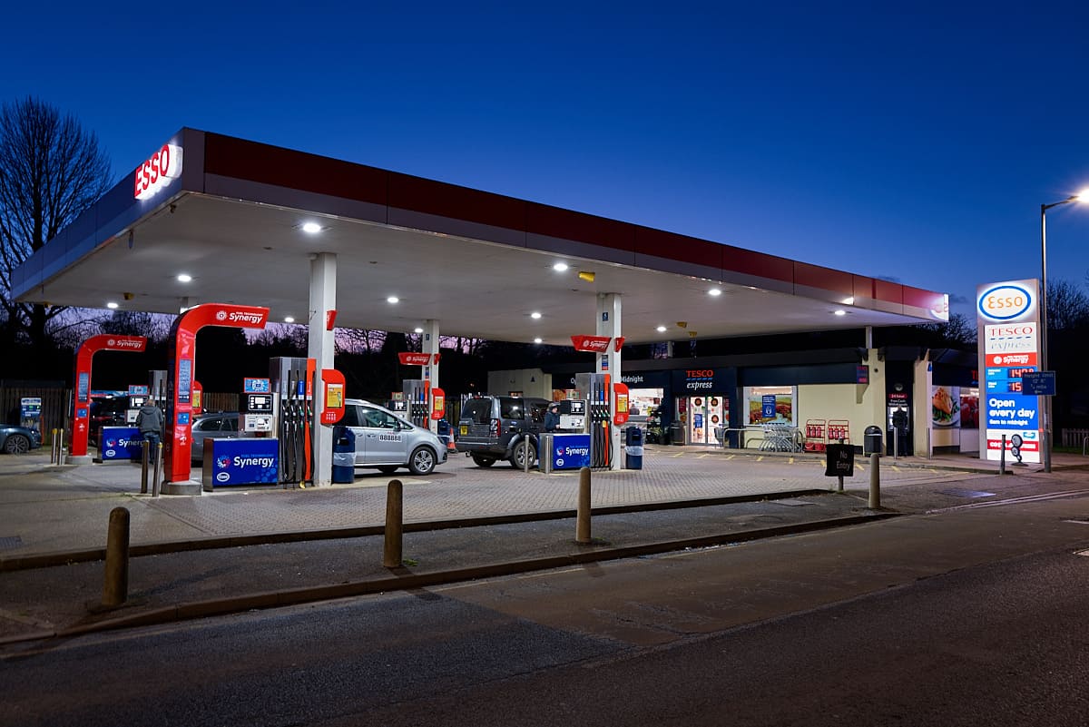 Gas station in twilight