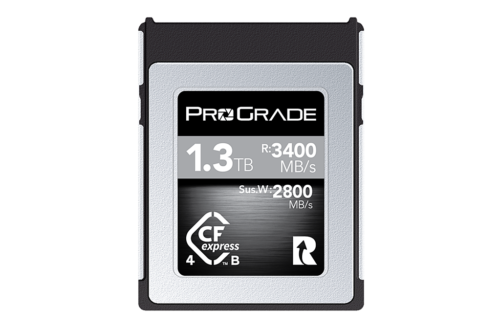 This is a new CFexpress card with a ProGrade sticker on the front. This card, featuring the last type 4.0 spec, has a sustained 2800MB/s write speed.