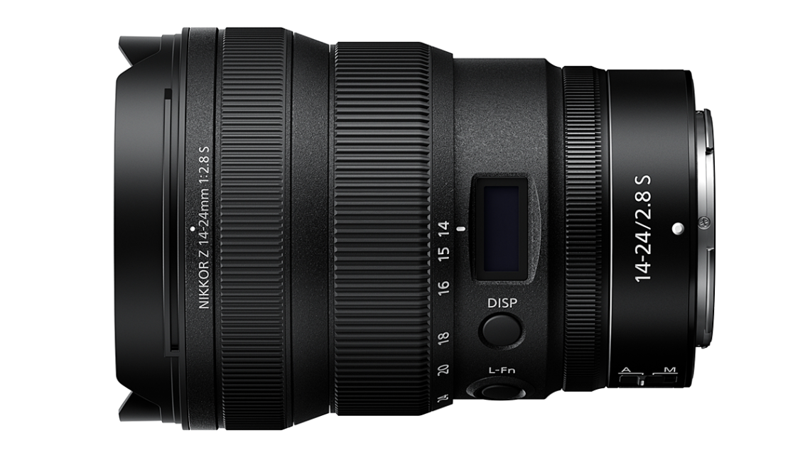 Nikon Nikkor Z 12-24mm F2.8S top but showing a blacked out LCD.