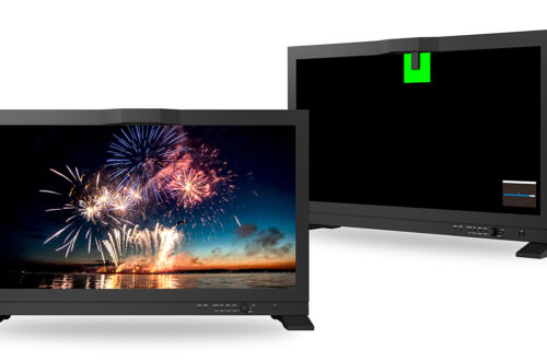 Expensive reference monitors on a white background.