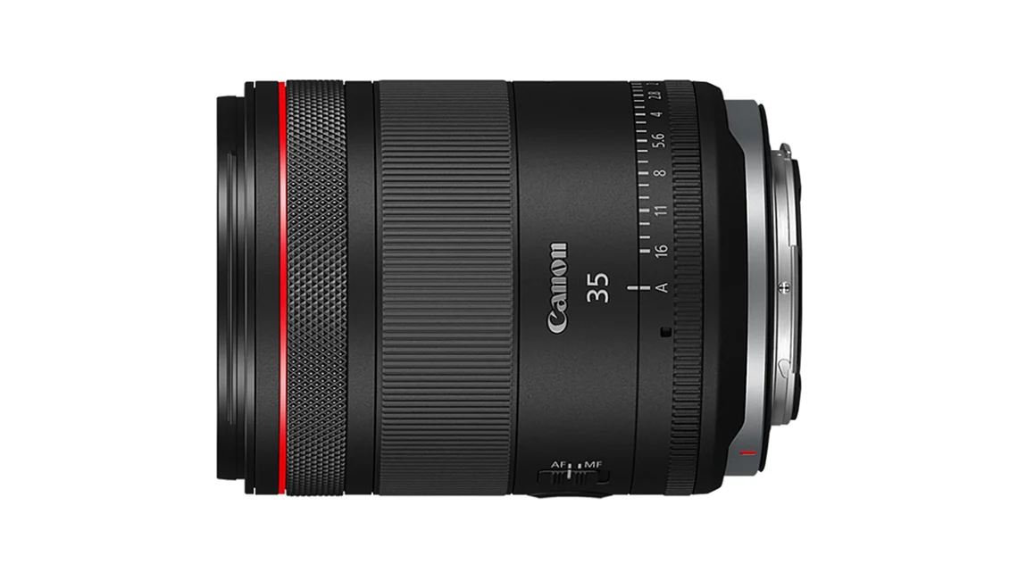 Canon 35mm F1.4 RF on a white background