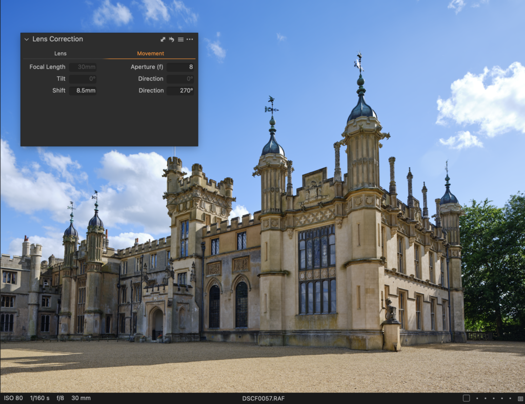 Shift and rotation data in Capture One 24