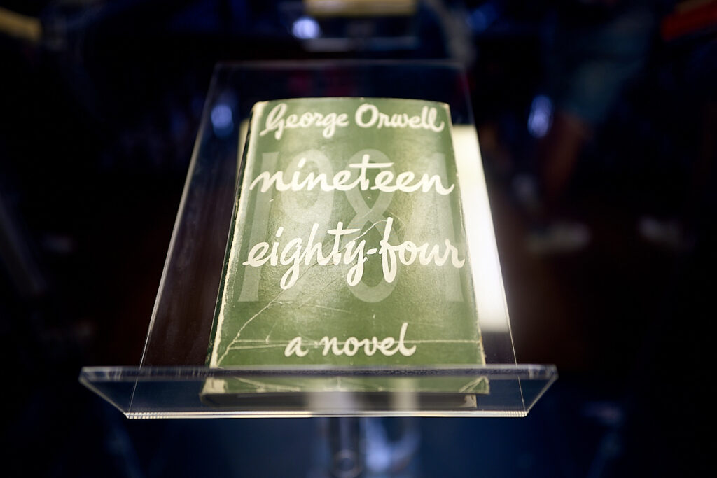 Close up of George Orwell's 1984, 1st edition