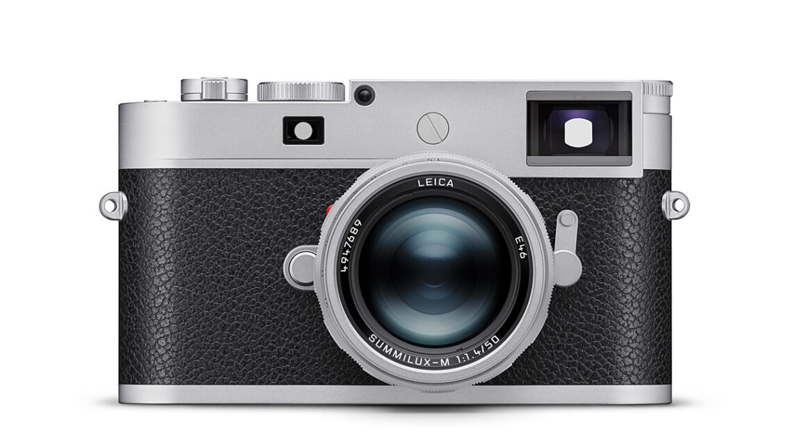 New old lens on a new M11-P camera on a white background