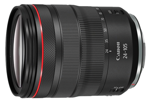 Canon 24-105mm zoom lens on a white background