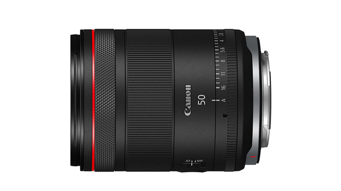 Black Canon lens on a white background