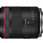 Black Canon lens on a white background