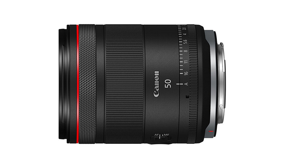 Black Canon lens on a white background