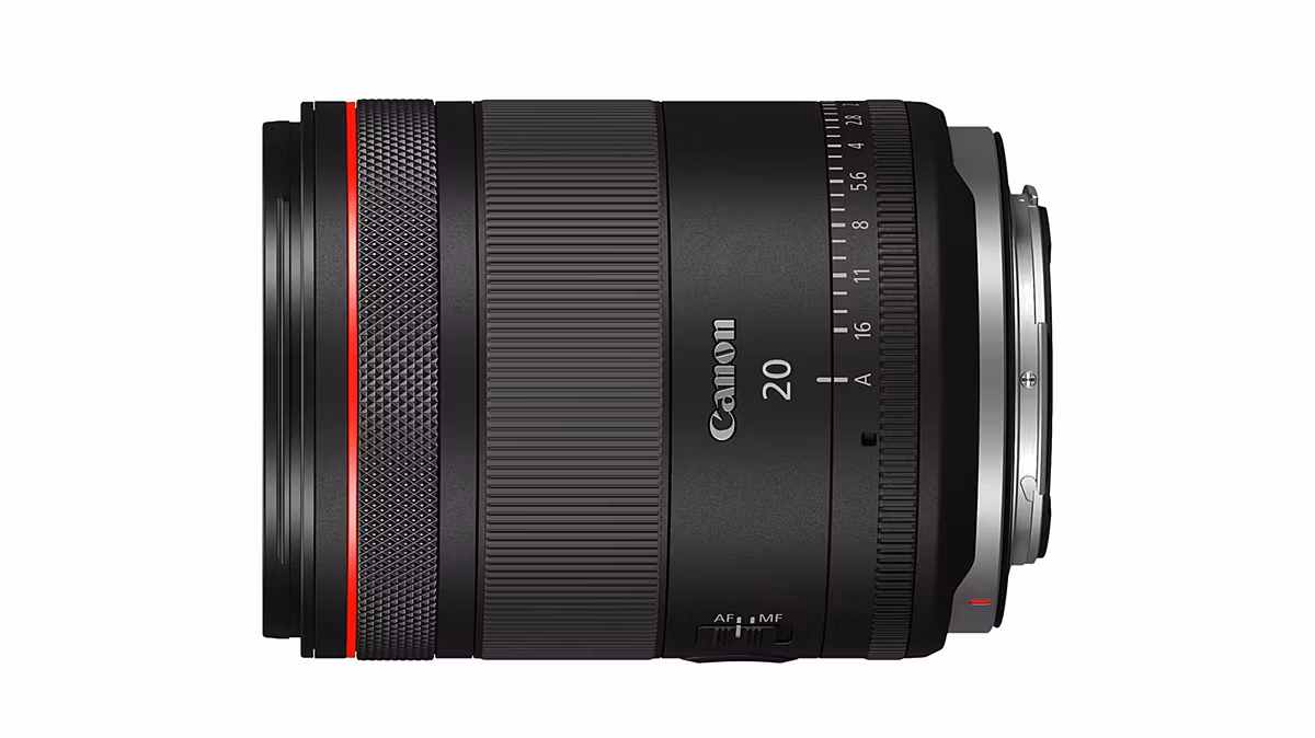 Canon hybrid 20mm lens on a white background