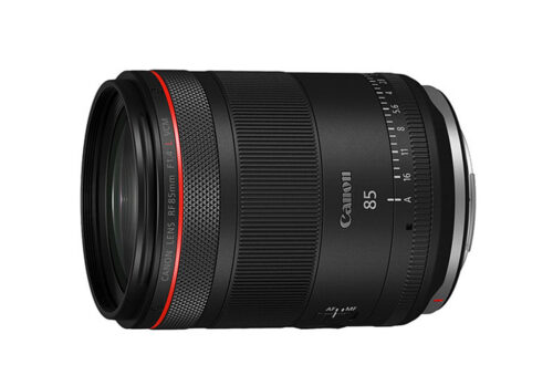 Canon 85mm VCM lens on a white background