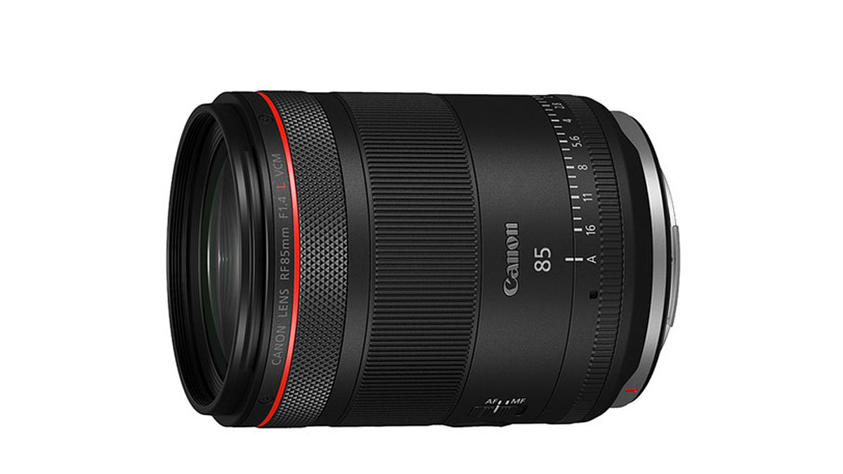 Canon 85mm VCM lens on a white background
