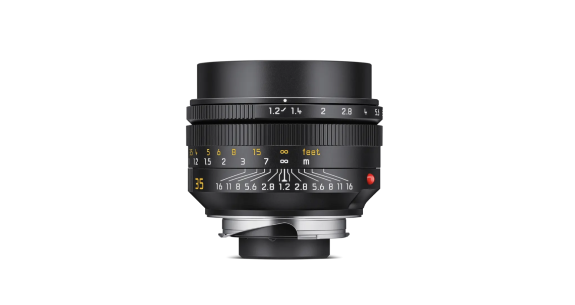 Leica Noctilux lens on a white background