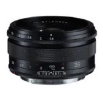 Voigtländer 35mm F1.4 RF lens on a white background