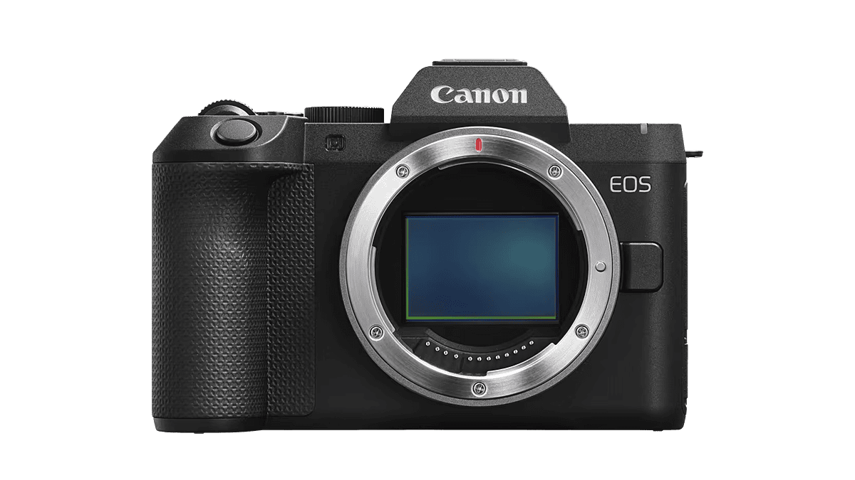 Canon EOS R8 Mark II mirrorless camera body, shown from the front.